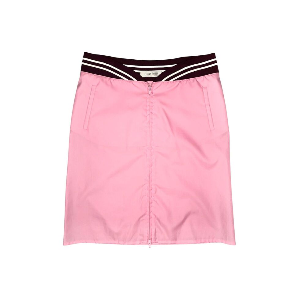 SS 2000 Miu Miu pink nylon zip up skirt size IT46